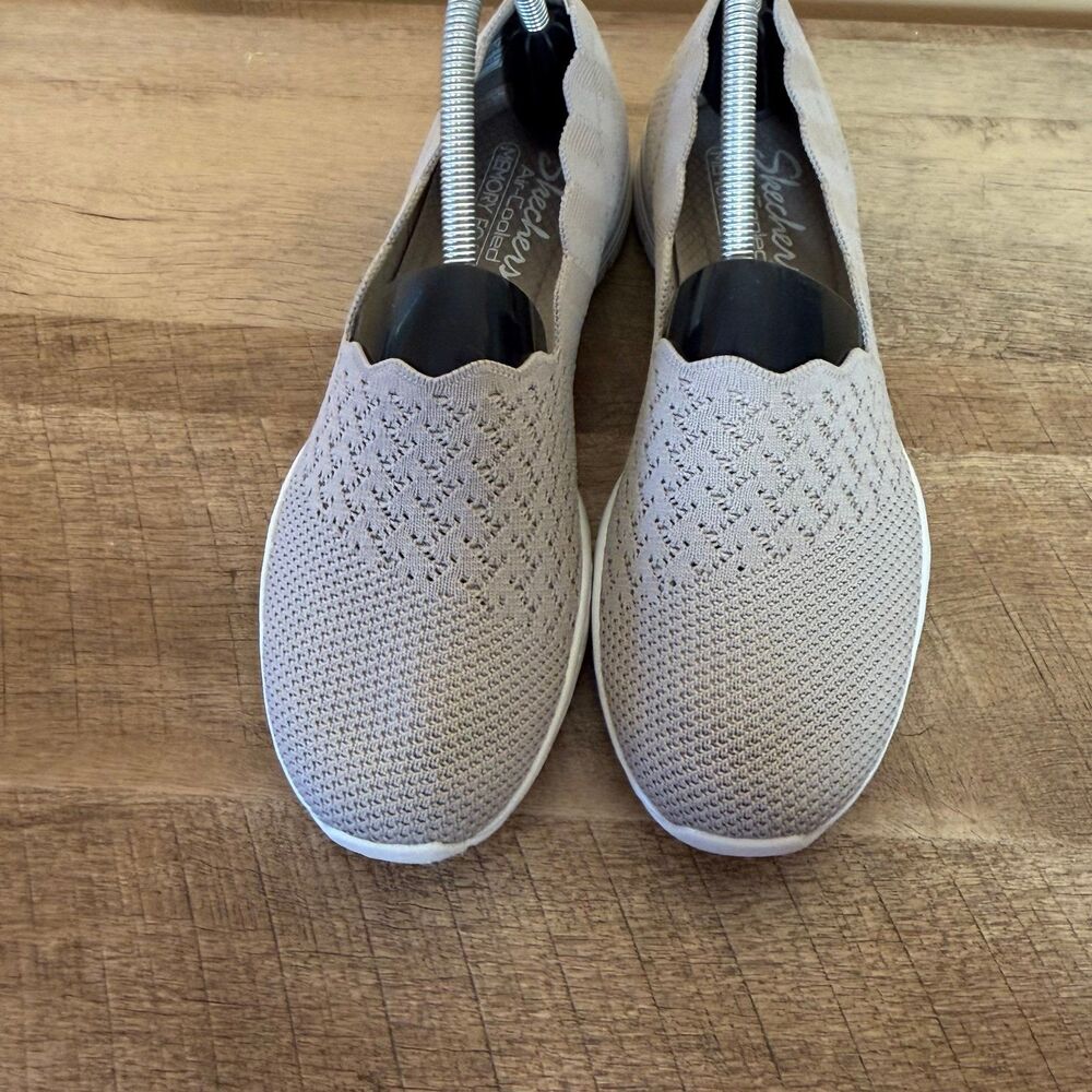 Skechers Shoes Womens 8.5 Seager Stat Memory Foam Slip Ons 49481 Taupe Fabric - Picture 4 of 8